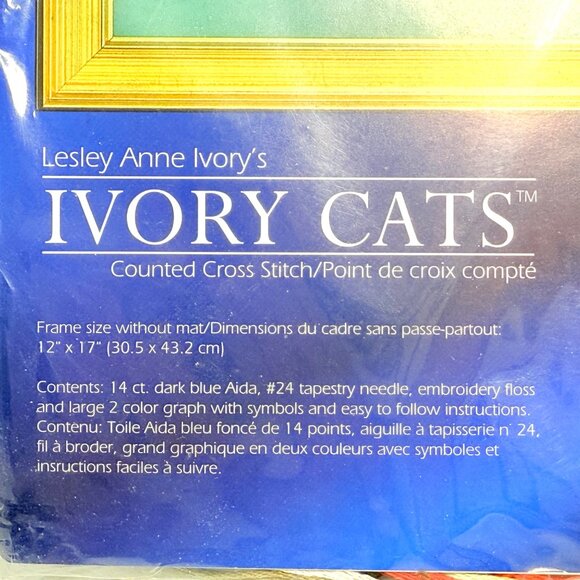 Lesley Anne Ivory Cats Cross Stitch Kit - "Muppet On Indian Carpet" (1997) New - Picture 3 of 5